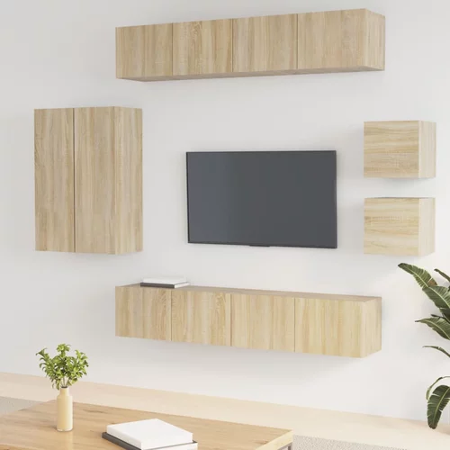 vidaXL 8-dijelni set TV ormarića boja hrasta sonome konstruirano drvo