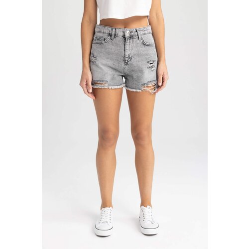 Defacto Normal Waist Cropped Side Leg Jean Shorts Slike