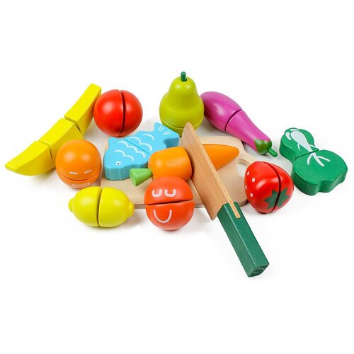 ECO TOYS Drvena hrana za rezanje 13kom Slike