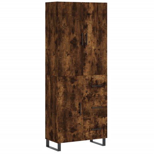 vidaXL Visoka komoda dimljen hrast 69,5x34x180 cm inženirski les, (20805991) Cene