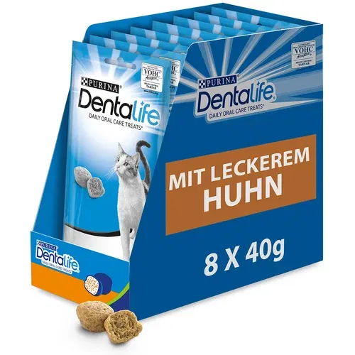 Dentalife Purina grickalice za svakodnevnu njegu zuba mačke - piletina - 8 x 40 g
