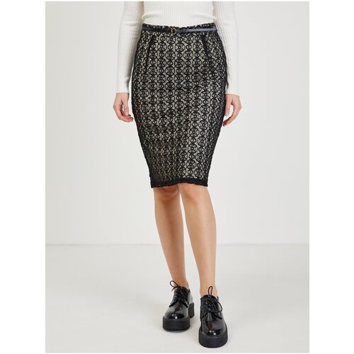 Orsay Beige-Black Women&amp;#039;s Pencil Lace Skirt - Ladies Slike