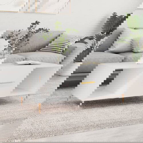VidaXL Klubska mizica bela 102x50x40 cm inženirski les Slike