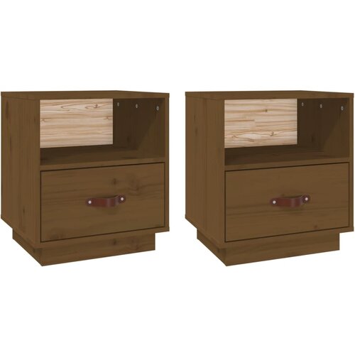Maison Chic Dvo delni komplet Nočne omarice - Nočne mize medeno rjava 40x34x45 cm trdna borovina, (21690211) Cene