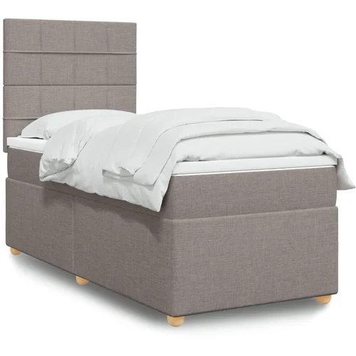 vidaXL Box spring postelja z vzmetnico taupe 90x200 cm blago