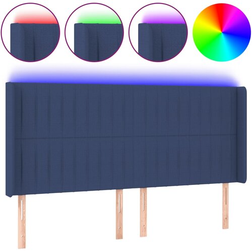  LED uzglavlje plavo 203 x 16 x 118/128 cm od tkanine Slike
