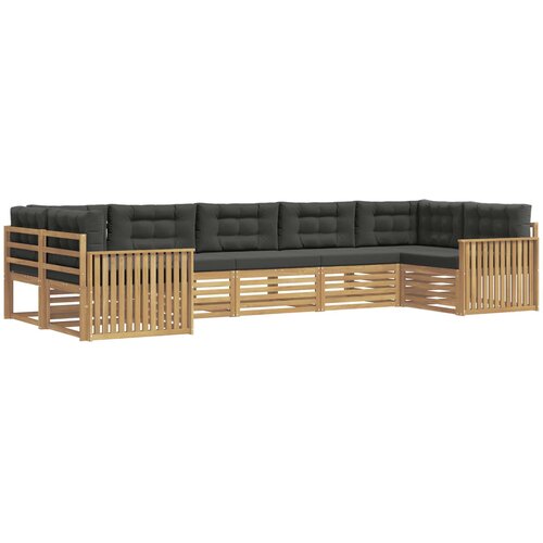  Set vanjskih sofa 7 kom. Bijela i antracit Čvrsto drvo akacije 404 x 168,5 x 73 cm Slike