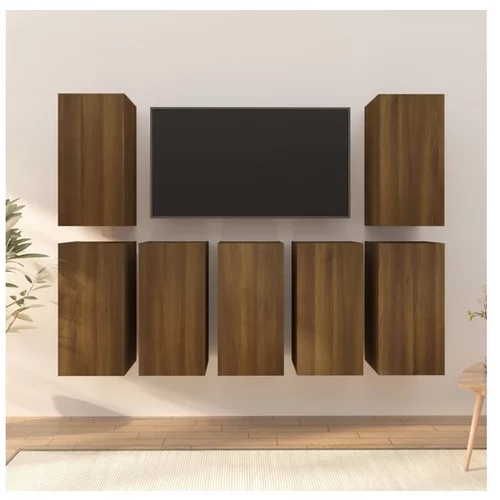  TV omarice 7 kosov rjav hrast 30,5x30x60 cm konstruiran les
