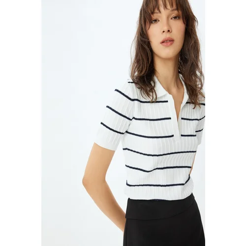 Koton Navy Blue Striped Women's Sweater