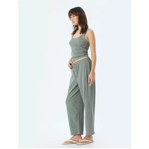 Koton Wide Leg Trousers with Elastic Waist Tie