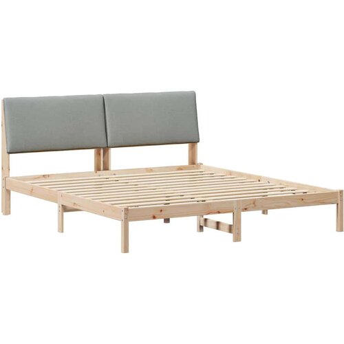 VidaXL Okvir kreveta s uzglavljem Smeđa i svijetlo siva 180 x 200 cm Slike