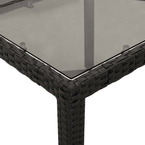  5-dijelni vrtni blagovaonski set s jastucima poliratan i staklo Crna 90 x 90 x 75 cm Slike