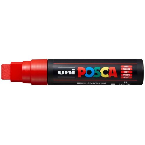 POSCA Uni flomaster; konica 15 mm ploščata; rdeč, (21290469) Cene