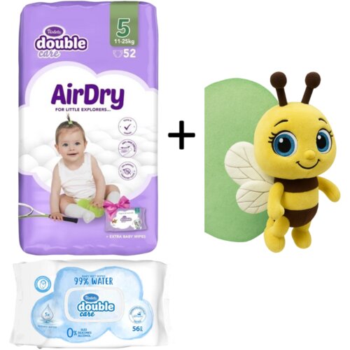 Violeta DC Pelene Air Dry 5, 11-25 kg, 52/1, Vlažne maramice Water Care, 56/1 + Pli&amp;scaron;ana igračka pčelica gratis Slike