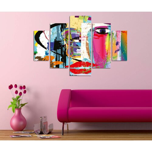 ST287 multicolor decorative mdf painting (5 pieces) Slike