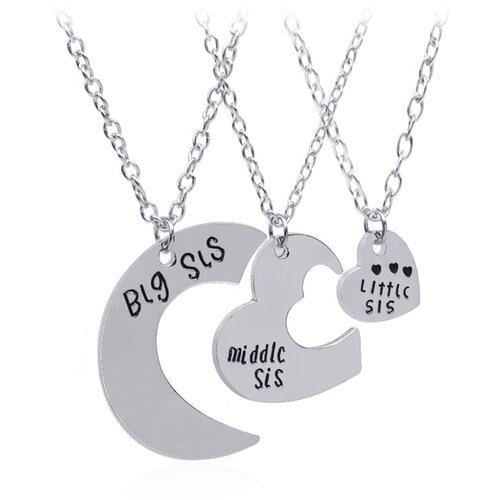 INF Ogrlice za sestre "Big sis", "Middle sis" in "Little sis" Silver, (21237792) Cene