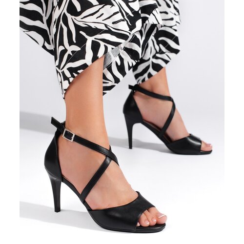 Sergio Leone Stylish women's stiletto sandals black Cene