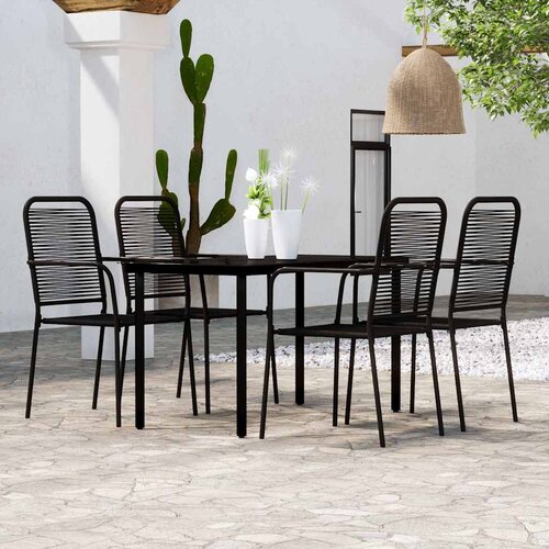  5-dijelni vrtni blagovaonski set crni Crna Dužina stola 140 cm Cene