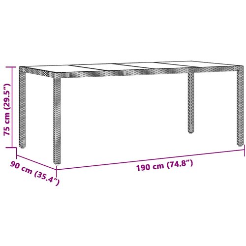  9-dijelni vrtni bistro set od poliratana s jastucima crni Crna 190 x 90 x 75 cm Slike