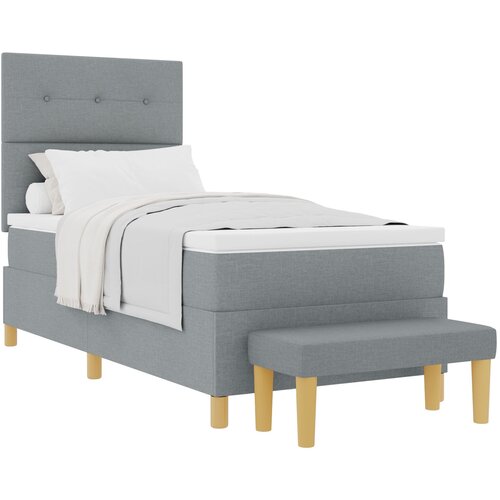 VidaXL Box Spring Postelja z Vzmetnico in Klopjo Svetlo Siva 90x200 cm Tkanina, (22049110) Slike