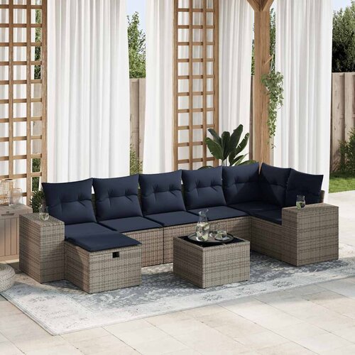 vidaXL 8-dijelni set vrtnih sofa od poliratana s jastucima sivi Cijene