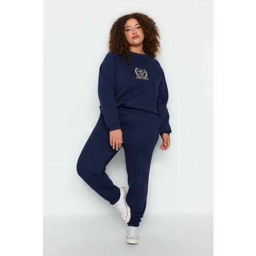 Trendyol Curve Navy Blue Thick Fleece Inside Knitted Sweatpants Slike