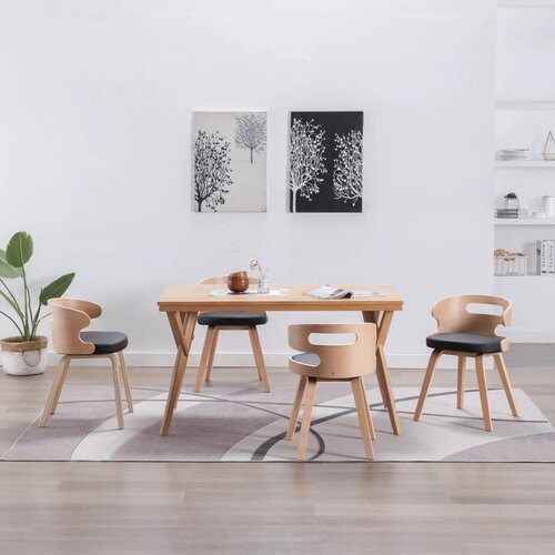 Furnova Jedilni stoli 4 kosi črni ukrivljen les in umetno usnje, (21950351) Cene