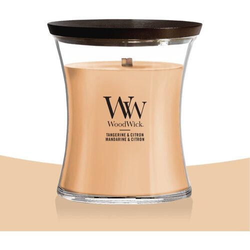 WoodWick Tangerine &amp;amp; Citron di&amp;scaron;eča sveča z lesenim stenjem 275 g Slike
