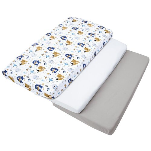 Medi Partners Set of 3 pcs. Fitted Sheet 60x120 cm 100% Cotton Baby Bed Linen Mattress Slike