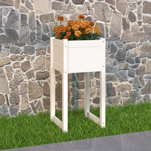 vidaXL Visoka greda bela 40x40x81 cm trdna borovina Cene