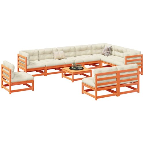  11-dijelni set vrtnih sofa vo&amp;scaron;tano smeđi od masivne borovine Slike