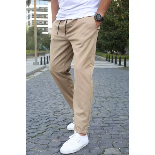 Madmext Beige Basic Jogger Trousers 5486
