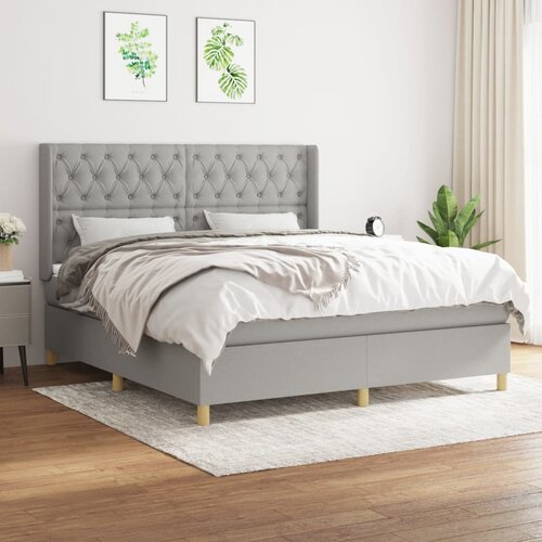 VidaXL Krevet box spring s madracem svjetlosiva 160x200 cm tkanina Slike