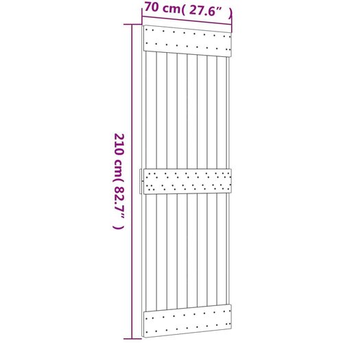  Klizna vrata Prirodna i crna 70 x 210 cm Čvrsta borovina Cene