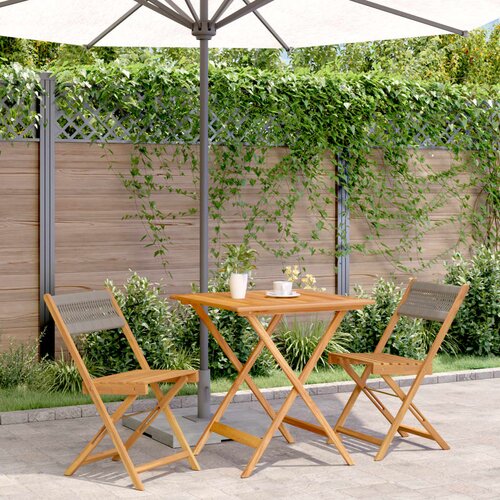VidaXL 3-dijelni bistro set od polipropilen i masivnog drva sivi Slike