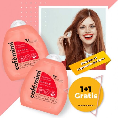 Café Mimi Balzam za regeneraciju kose sa Arganovim uljem i kokosovim mlekom 250ml 1+1 GRATIS Cijene