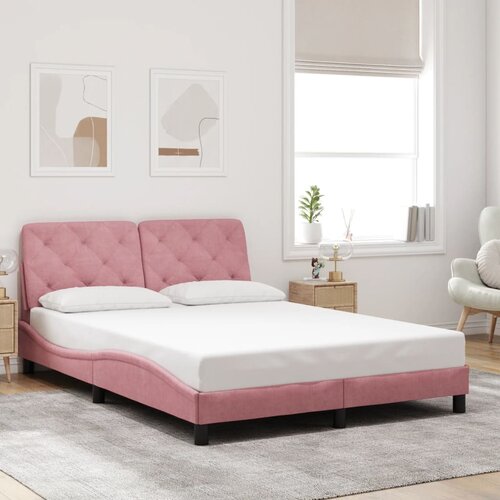 Furnova Posteljni okvir z vzglavjem roza 140x190 cm žamet, (21941211) Slike