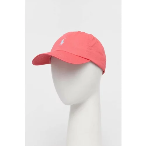 Polo Ralph Lauren Bombažna bejzbolska kapa roza barva