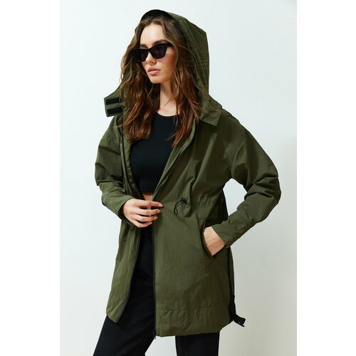 Trendyol Khaki Oversize Wide Cut Raincoat Coat Slike