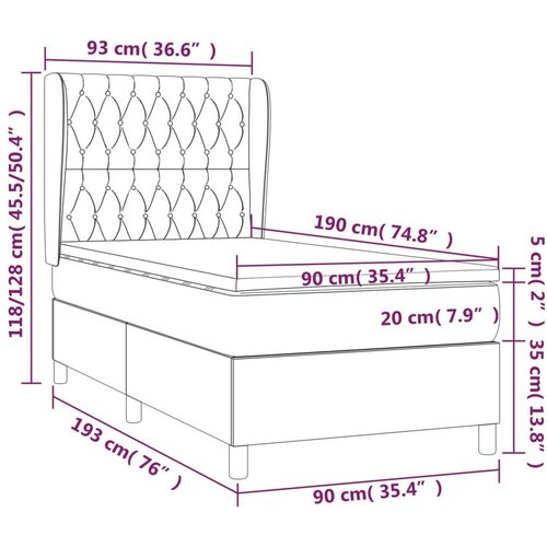  Krevet s oprugama i madracem smeđesivi 90x190 cm od tkanine Slike