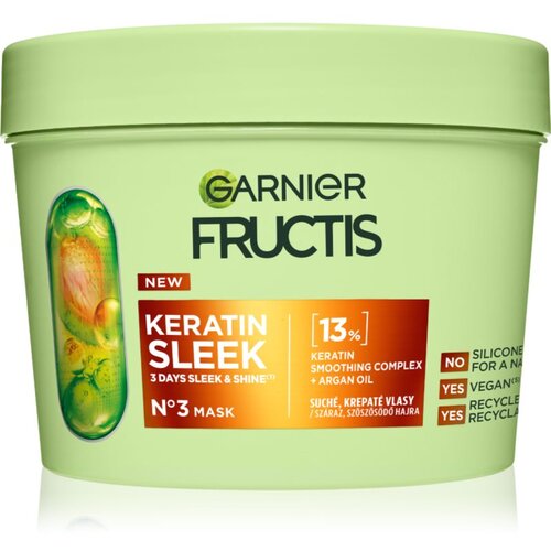 Garnier Fructis Keratin Sleek maska za lase za suhe in poškodovane lase 370 ml Cene