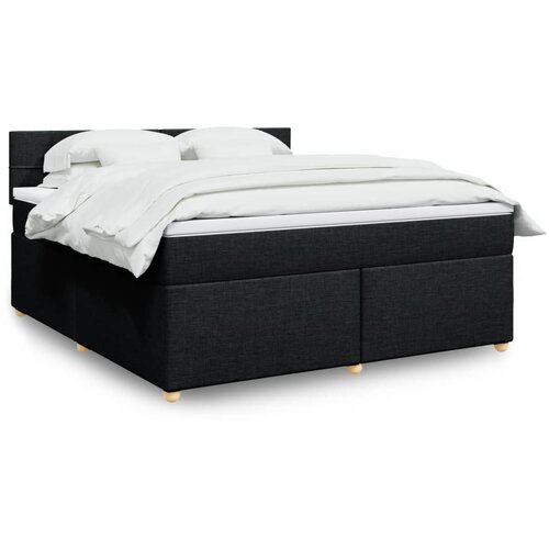 VidaXL Box spring postelja z vzmetnico črna 180x200 cm blago Slike