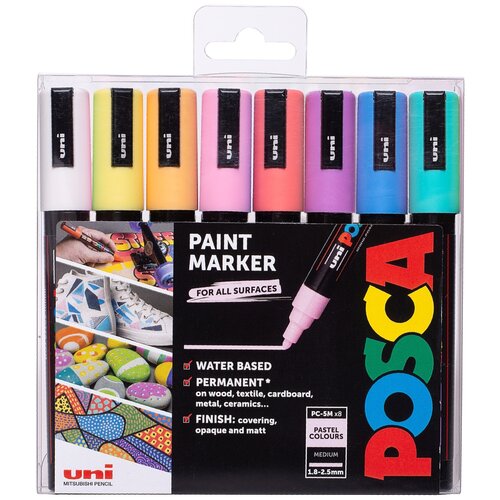 POSCA Set Markera PC-5M 8/1 Pastelne Boje Slike