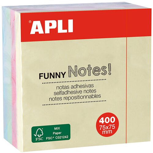 Apli Blok samolepilnih lističev Apli, 75 x 75 mm, pastelne barve Slike