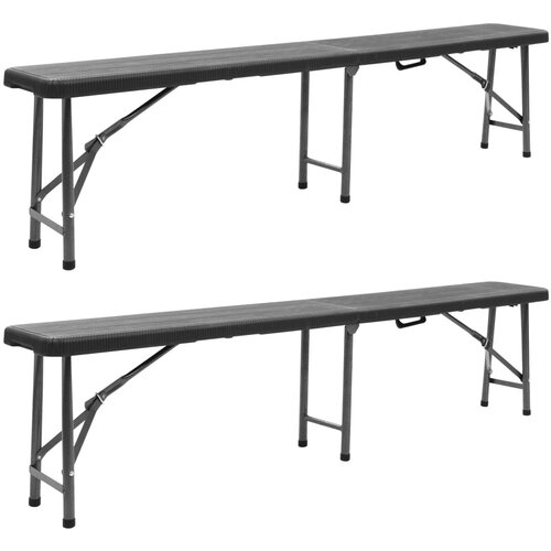 vidaXL Zložljive vrtne klopi 2 kosa 180 cm HDPE črne barve Cene