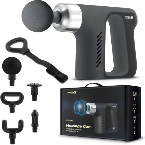 Neo-Sport NS-502 Black Body Massage Gun with 5 Attachments and Massage Belt, (21740616) Cene
