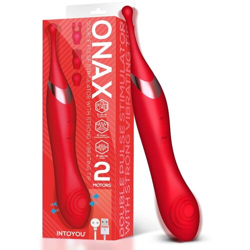 INTOYOU Onax Double Pulse Stimulator with Strong Vibrating Tip Red Cene