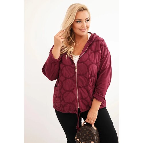 Kesi Włoski Women&amp;#039;s Plus Size cotton zip-up sweatshirt burgundy Slike