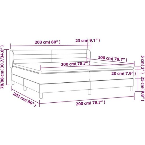  Krevet s oprugama i madracem tamnosivi 200 x 200 cm od tkanine Slike