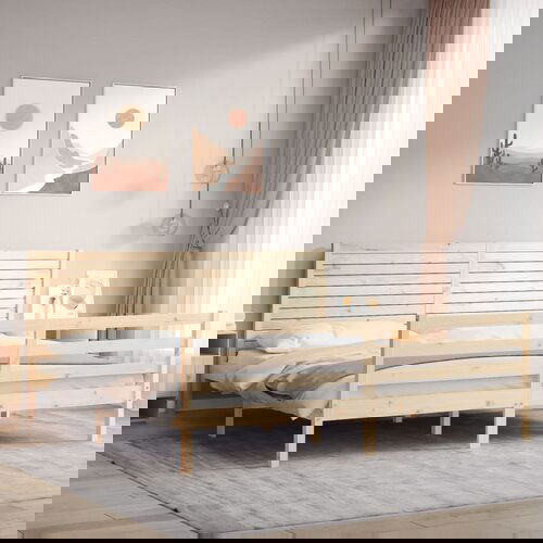 vidaXL Okvir kreveta s uzglavljem 6FT veliki bračni od masivnog drva Cene